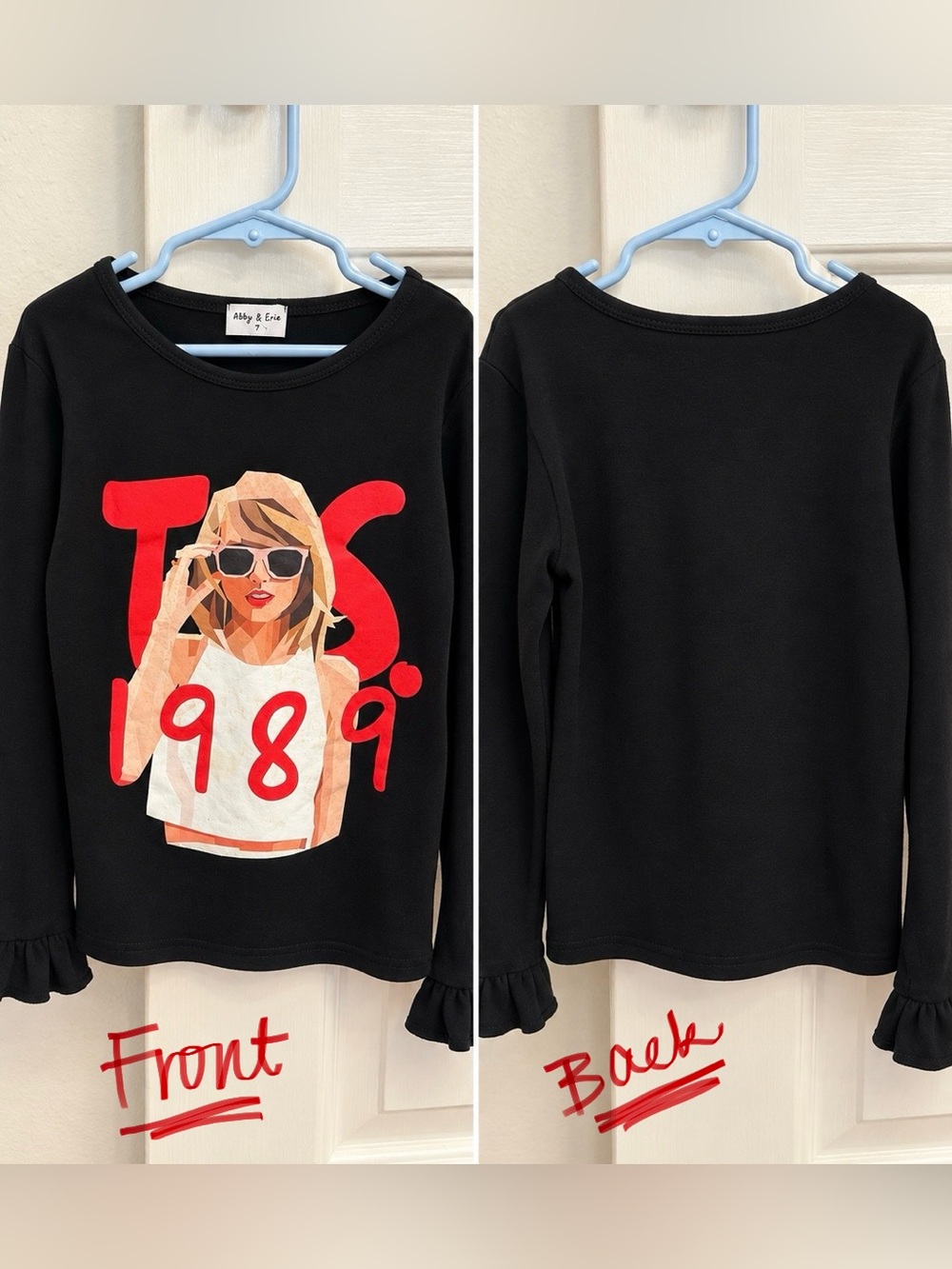 Kids Black Long-Sleeve Graphic Tee - 1989 Design by Abby & Elle